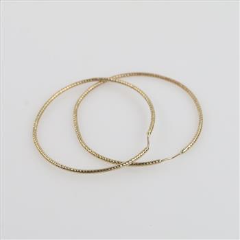 10kt Gold Textured Hollow Hoop Earrings