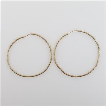10kt Gold Textured Hollow Hoop Earrings