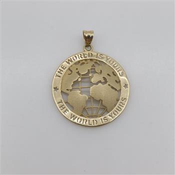 10kt Gold The World Is Yours Pendant
