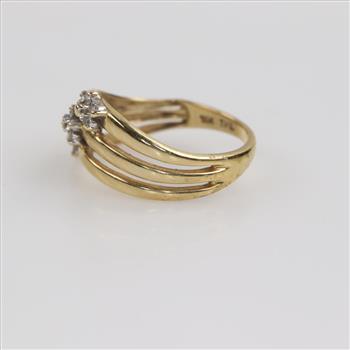 10kt Gold Three Band Diamond Ring