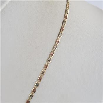 10kt Gold Tri-color Anchor Chain Necklace