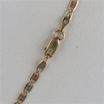 10kt Gold Tri-color Anchor Chain Necklace
