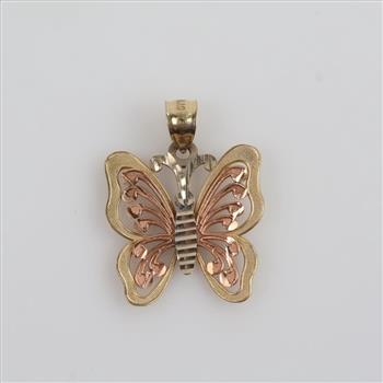 10kt Gold Tri-color Butterfly Pendant
