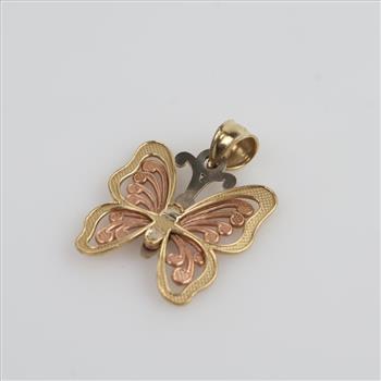 10kt Gold Tri-color Butterfly Pendant
