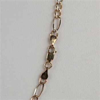 10kt Gold Tri-color Figaro Chain Necklace