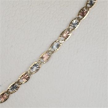 10kt Gold Tri-color Mariner Chain Necklace