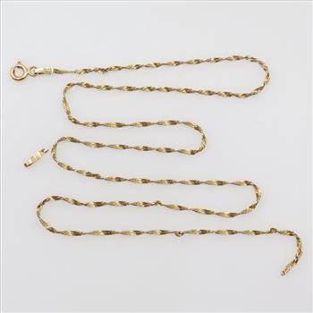 10kt Gold Twisted Herringbone Chain Necklace
