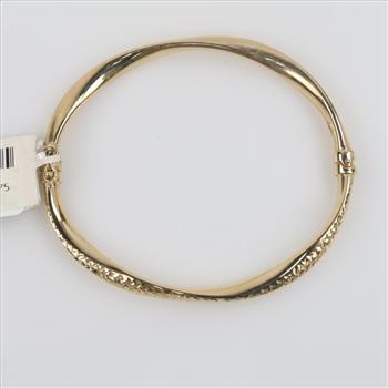 10kt Gold Twisted Hollow Bangle Bracelet