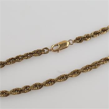 10kt Gold Twisted Rope Chain Bracelet