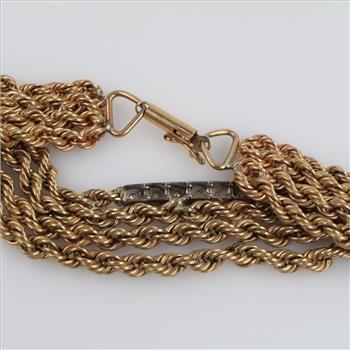 10kt Gold Twisted Rope Chain Diamond Bracelet