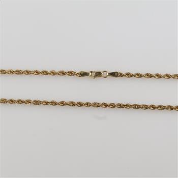 10kt Gold Twisted Rope Chain Hollow Necklace