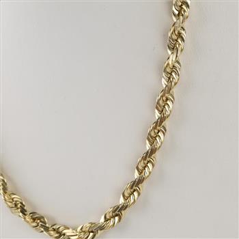 10kt Gold Twisted Rope Chain Link Necklace - Evaluated By Our Certified Gemologist-AGS/GIA