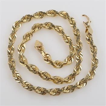 10kt Gold Twisted Rope Chain Link Necklace - Evaluated By Our Certified Gemologist-AGS/GIA