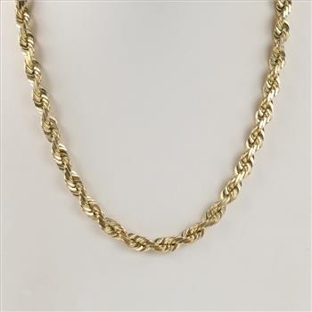 10kt Gold Twisted Rope Chain Link Necklace - Evaluated By Our Certified Gemologist-AGS/GIA