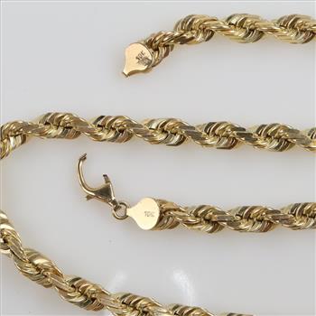 10kt Gold Twisted Rope Chain Link Necklace - Evaluated By Our Certified Gemologist-AGS/GIA