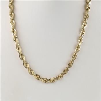 10kt Gold Twisted Rope Chain Link Necklace - Evaluated By Our Certified Gemologist-AGS/GIA