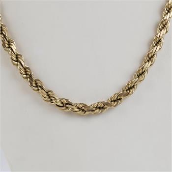 10kt Gold Twisted Rope Chain Link Necklace - Evaluated By Our Certified Gemologist-AGS/GIA