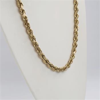 10kt Gold Twisted Rope Chain Link Necklace - Evaluated By Our Certified Gemologist-AGS/GIA