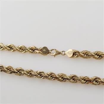 10kt Gold Twisted Rope Chain Link Necklace - Evaluated By Our Certified Gemologist-AGS/GIA