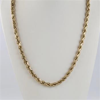 10kt Gold Twisted Rope Chain Link Necklace - Evaluated By Our Certified Gemologist-AGS/GIA