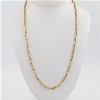 10kt Gold Twisted Rope Chain Necklace