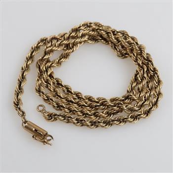 10kt Gold Twisted Rope Chain Necklace