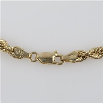 10kt Gold Twisted Rope Chain Necklace