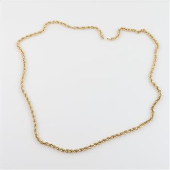 10kt Gold Twisted Rope Chain Necklace