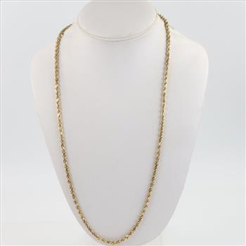 10kt Gold Twisted Rope Chain Necklace