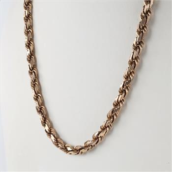 10kt Gold Twisted Rope Chain Necklace -Evaluated By Our Certified Gemologist - AGS / GIA