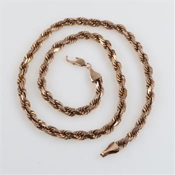 10kt Gold Twisted Rope Chain Necklace -Evaluated By Our Certified Gemologist - AGS / GIA