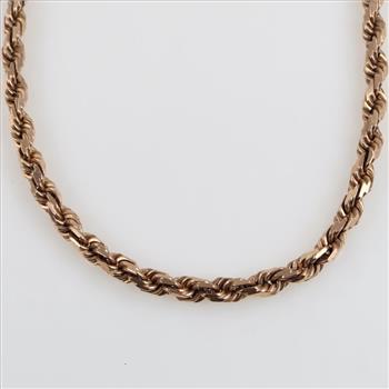 10kt Gold Twisted Rope Chain Necklace -Evaluated By Our Certified Gemologist - AGS / GIA