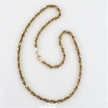 10kt Gold Twisted Rope Chain Necklace-Evaluated By Our Certified Gemologist - AGS / GIA