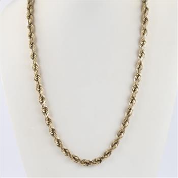 10kt Gold Twisted Rope Chain Necklace-Evaluated By Our Certified Gemologist - AGS / GIA