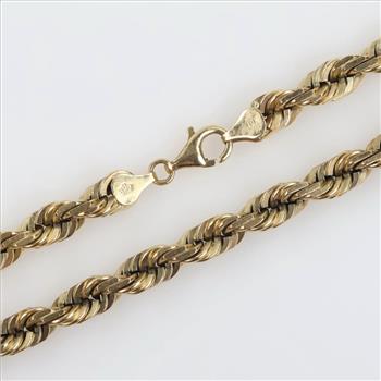 10kt Gold Twisted Rope Chain Necklace-Evaluated By Our Certified Gemologist - AGS / GIA