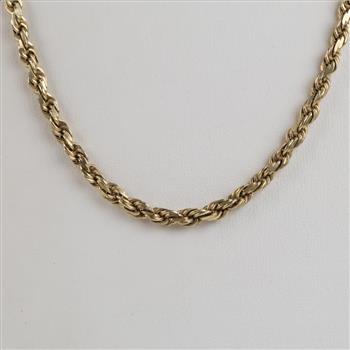 10kt Gold Twisted Rope Chain Necklace-Evaluated By Our Certified Gemologist-AGS/GIA