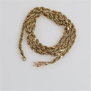 10kt Gold Twisted Rope Chain Necklace-Evaluated By Our Certified Gemologist-AGS/GIA