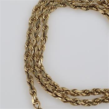 10kt Gold Twisted Rope Chain Necklace-Evaluated By Our Certified Gemologist-AGS/GIA