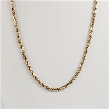 10kt Gold Twisted Rope Chain Necklace-Evaluated By Our Certified Gemologist-AGS/GIA