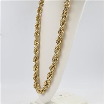 10kt Gold Twisted Rope Hollow Chain Necklace-Evaluated By Our Certified Gemologist-AGS/GIA