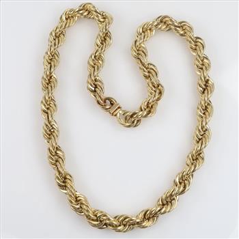10kt Gold Twisted Rope Hollow Chain Necklace-Evaluated By Our Certified Gemologist-AGS/GIA