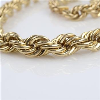 10kt Gold Twisted Rope Hollow Chain Necklace-Evaluated By Our Certified Gemologist-AGS/GIA