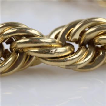 10kt Gold Twisted Rope Hollow Chain Necklace-Evaluated By Our Certified Gemologist-AGS/GIA