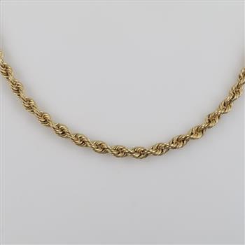 10kt Gold Twisted Rope Hollow Necklace