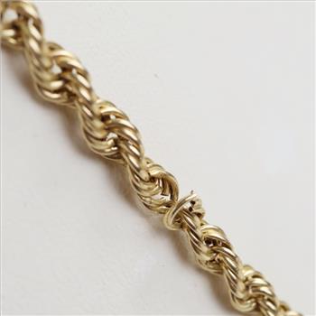 10kt Gold Twisted Rope Hollow Necklace