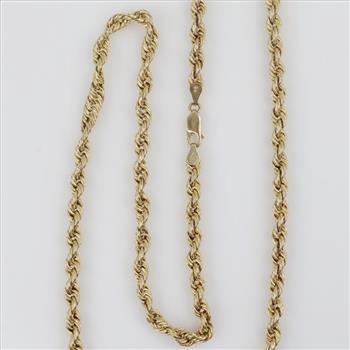 10kt Gold Twisted Rope Hollow Necklace