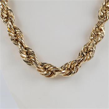 10kt Gold Twisted Rope Hollow Necklace-Evaluated By Our Certified Gemologist-AGS/GIA