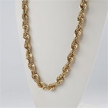 10kt Gold Twisted Rope Hollow Necklace-Evaluated By Our Certified Gemologist-AGS/GIA