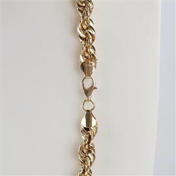 10kt Gold Twisted Rope Hollow Necklace-Evaluated By Our Certified Gemologist-AGS/GIA