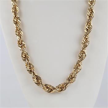 10kt Gold Twisted Rope Hollow Necklace-Evaluated By Our Certified Gemologist-AGS/GIA